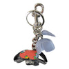 Coach F58517 Floral Resin Coated Canvas Tea Rose Key Charm Blue Leaf